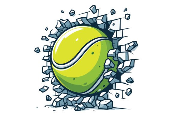 Download Tennis Ball Cracking on Wall Design - Premium Resources