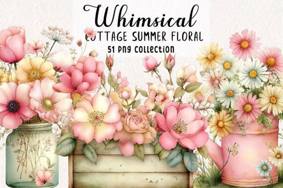 Download Whimsical Cottage Summer Floral Clipart - Floral Collection