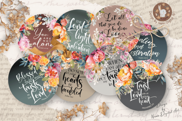 Download Floral Bible Verse Round Cards Set 802 - Floral Collection