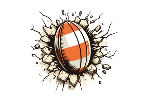 Download Rugby Ball Cracking on Wall Design - Wall design Collection