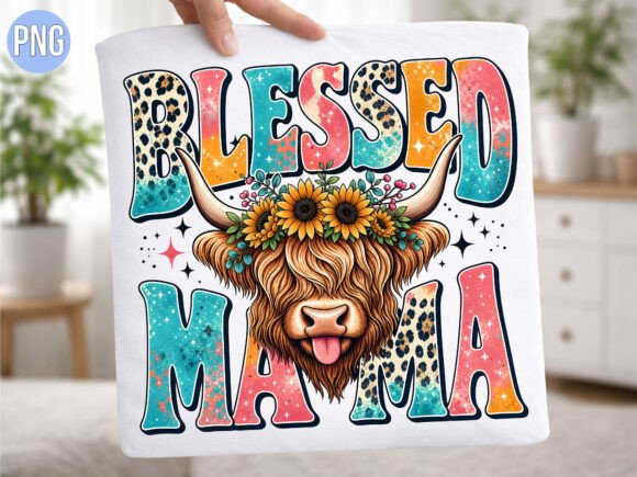 Download Blessed Mama Highland Cow Floral PNG - Floral Collection