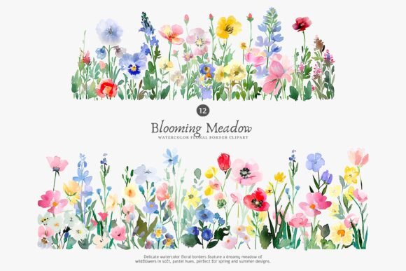 Download Watercolor Flowers Floral Border Set - Floral Collection