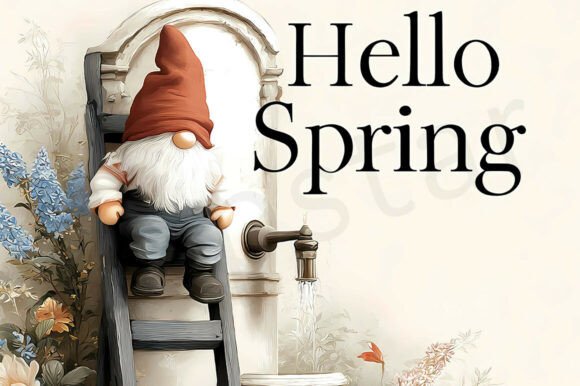 Download Floral Spring Design with Cute Gnome - Floral Collection