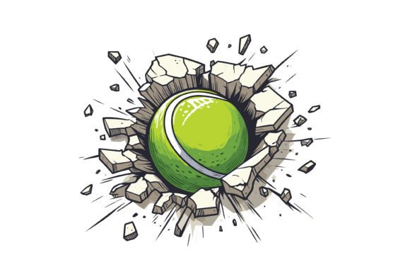 Download Tennis Ball Cracking on Wall Design - Premium Resources