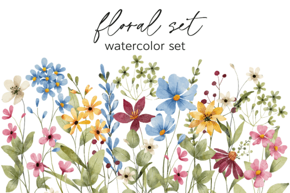 Download Floral Watercolor Set, Flowers, Leaves. - Floral Collection