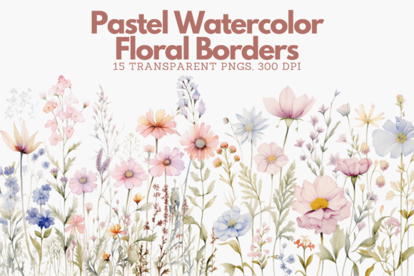 Download Elegant Pastel Watercolor Floral Borders - Floral Collection