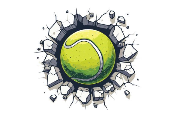 Download Tennis Ball Cracking on Wall Design - Premium Resources