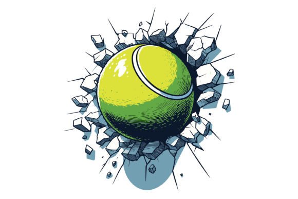 Download Tennis Ball Cracking on Wall Design - Premium Resources