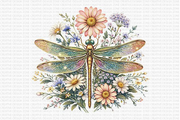 Download Dragonfly Floral Boho PNG - Floral Collection