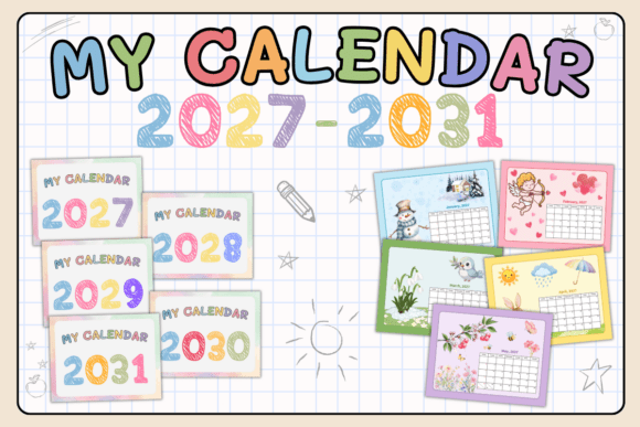 Download Kids Printable Calendar 2027-2031 - 2031 Collection