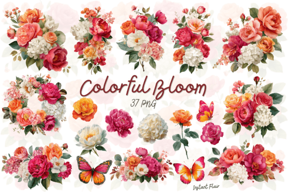 Download Colorful Bloom Floral Clipart Bundle - Floral Collection